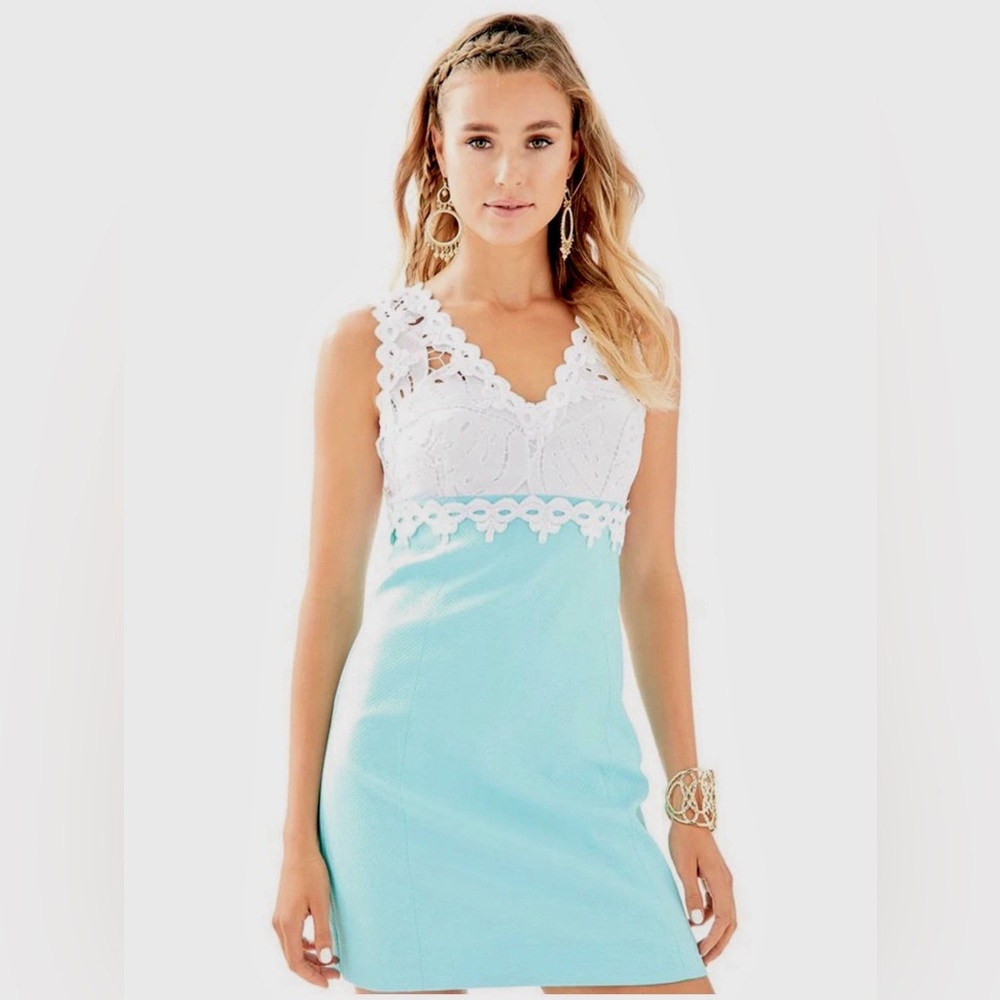 Lilly Pulitzer Sandi Dress Blue & White Shift Dress Sz 0 EUC